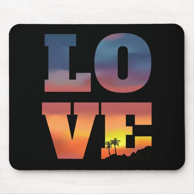 Tropical Sunset Love Mouse Mat (Front)
