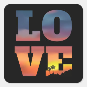 Tropical Sunset Love Square Sticker