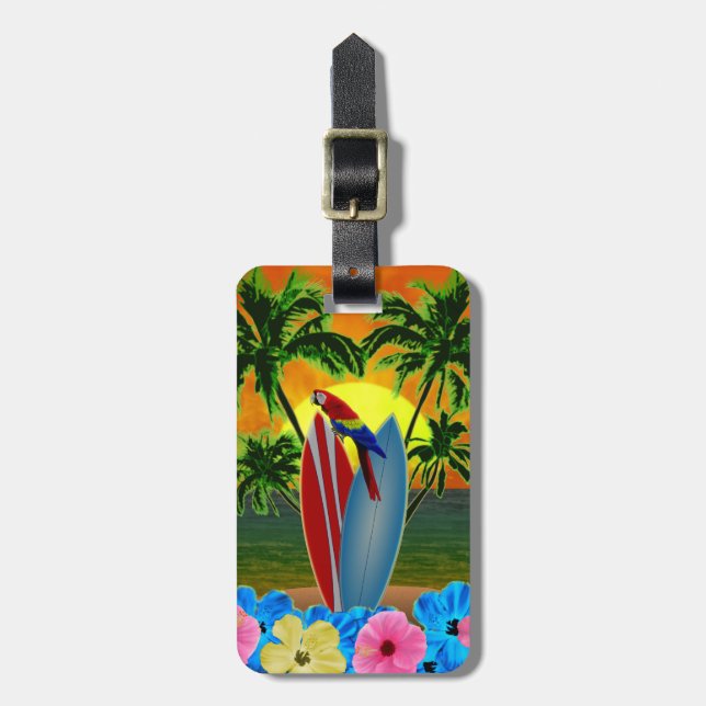 Tropical Sunset Luggage Tag (Front Vertical)