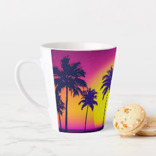 Tropical Sunset Mug with Palm Trees latte mug