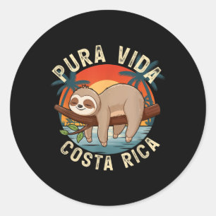 Tropical Sunset Nature Sloth Costa Rica Pura Vida  Classic Round Sticker