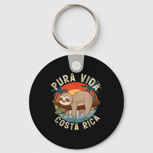 Tropical Sunset Nature Sloth Costa Rica Pura Vida Key Ring