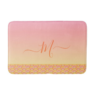 Tropical Sunset Ombre Seashell Shell Elegant   Bath Mat