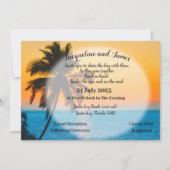 Tropical Sunset On The Beach Invitation (Front)