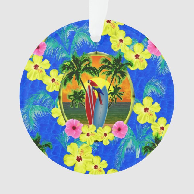 Tropical Sunset Ornament (Front)