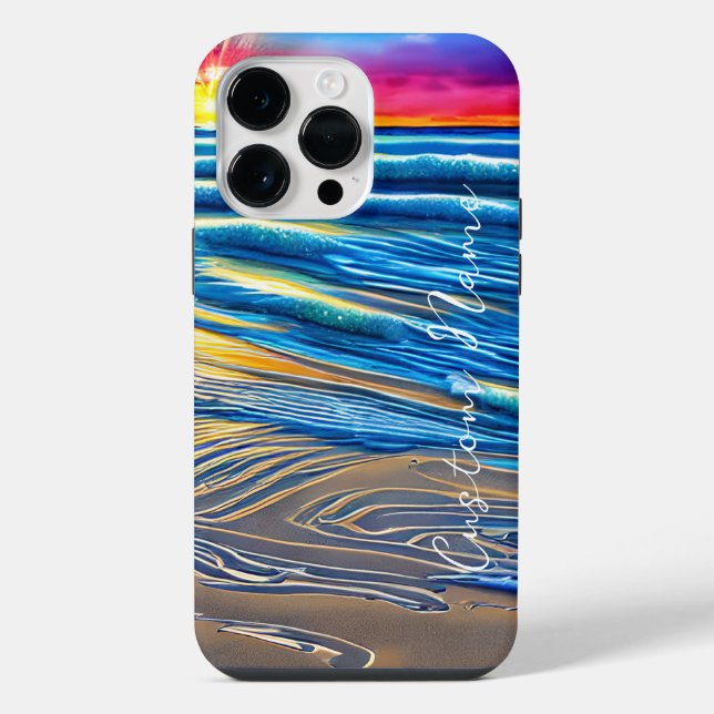Tropical Sunset over Clear Ocean iPhone Case (Back)