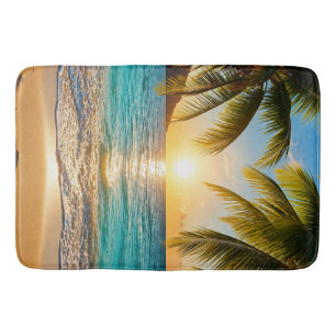 Tropical Sunset Palm Beach Luxury Bath Mat