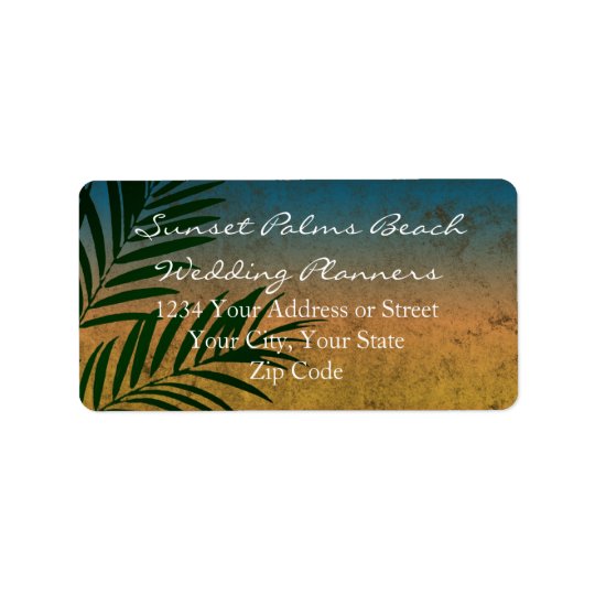 Tropical Sunset Palm Fronds Address Label