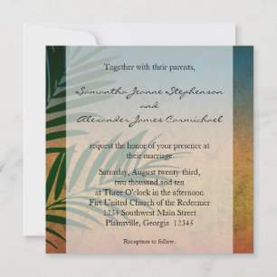 Tropical Sunset Palm Fronds Invitation