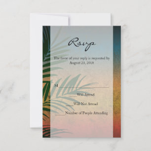 Tropical Sunset Palm Fronds Invitation