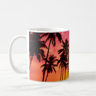Tropical Sunset: Palm Silhouette Serenity. Coffee Mug