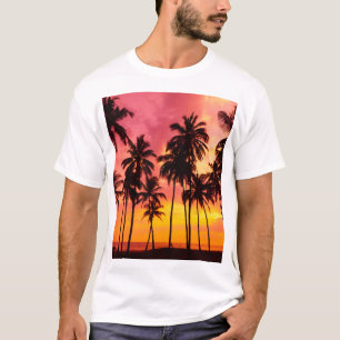 Tropical Sunset: Palm Silhouette Serenity. T-Shirt