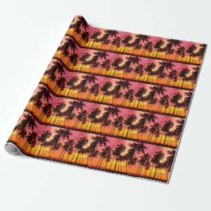 Tropical Sunset: Palm Silhouette Serenity. Wrapping Paper