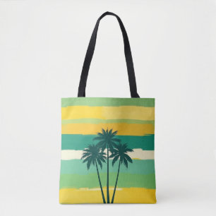 Tropical Sunset Palm Silhouette Tote Bag