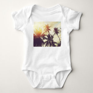 Tropical Sunset: Palm Silhouette Vintage Baby Bodysuit