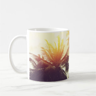 Tropical Sunset: Palm Silhouette Vintage Coffee Mug
