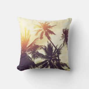 Tropical Sunset: Palm Silhouette Vintage Cushion