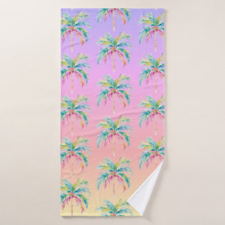 Tropical Sunset Palm Tree  Bath Towel