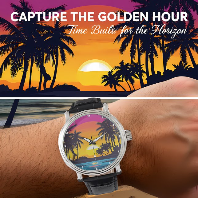 Tropical Sunset Palm Tree Beach Watch (Creator Uploaded)