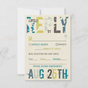 Tropical Sunset Palm Trees Beach Blue Summer RSVP Card