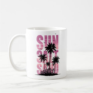 Tropical Sunset Palm Trees Beach Coffee Mug