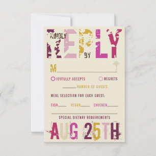 Tropical Sunset Palm Trees Beach Pink Summer RSVP Card