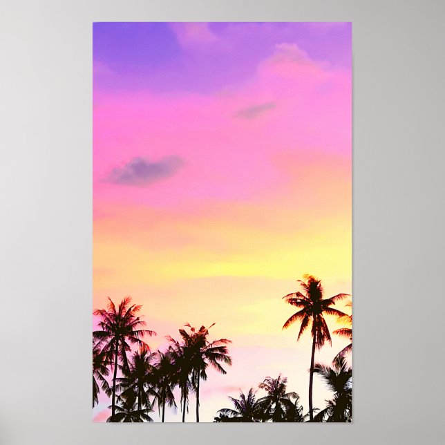 Tropical Sunset Palm Trees Print (Front)