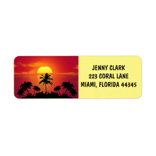 TROPICAL SUNSET PALM TREES RETURN ADDRESS LABELS