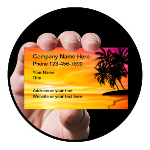 Tropical Sunset Palm Trees Scenic Business Card