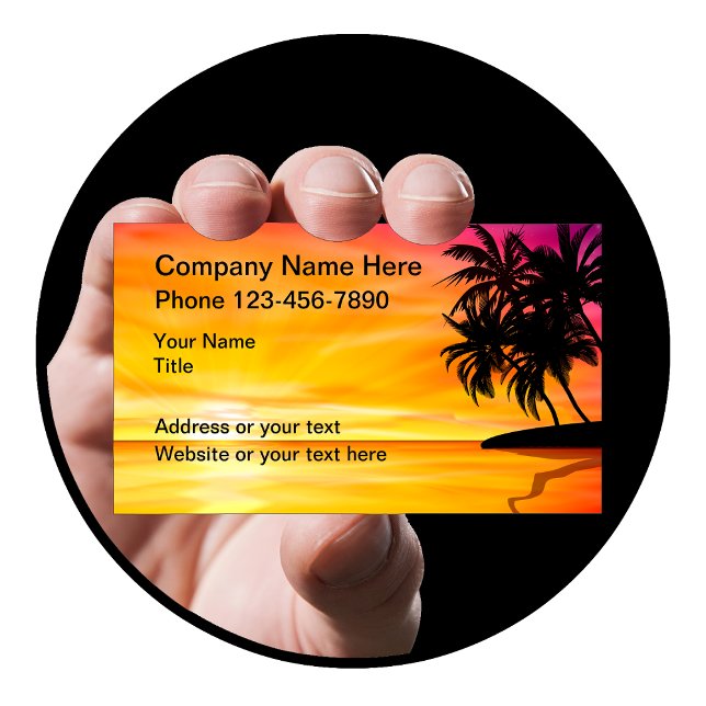 Tropical Sunset Palm Trees Scenic Business Card (Creator Uploaded)