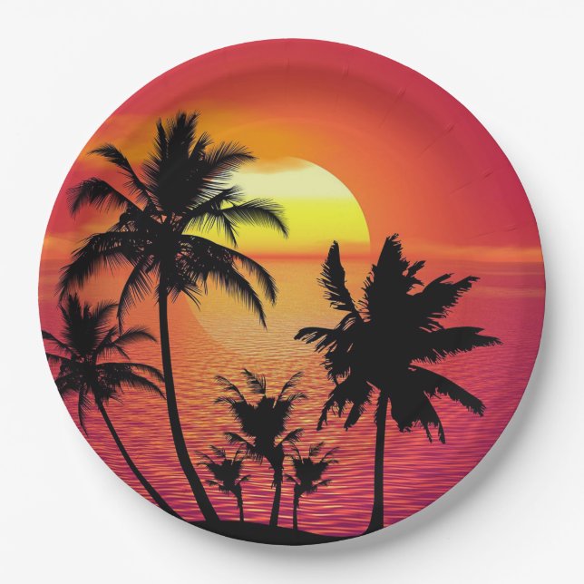 Tropical Sunset Paper Plate (Front)