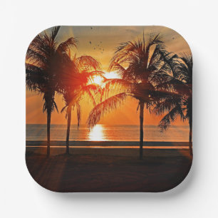 Tropical Sunset Paper Plate