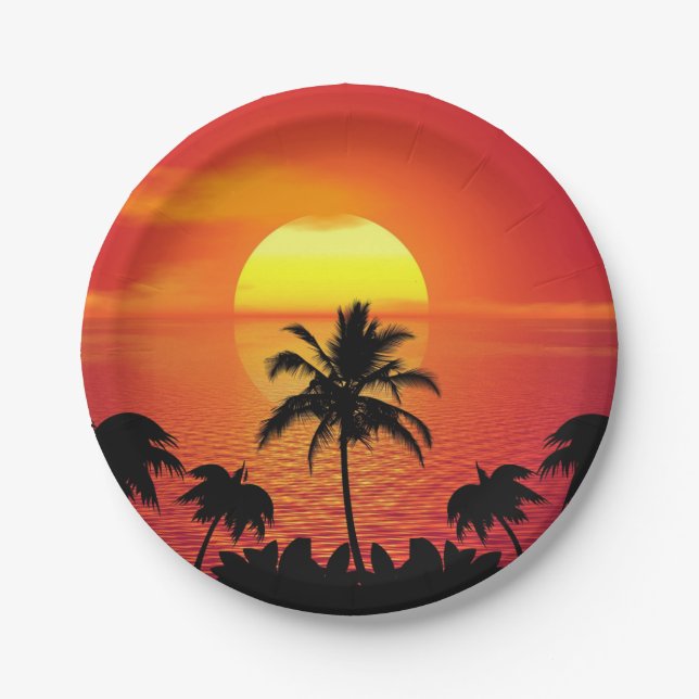 Tropical Sunset Paper Plate (Front)