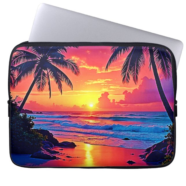 Tropical Sunset Paradise Design Laptop Sleeve (Front)