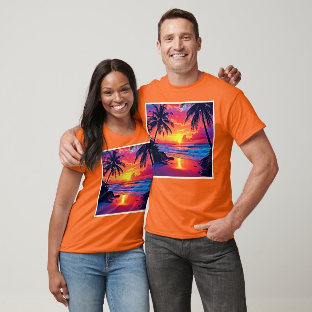 Tropical Sunset Paradise Design T-Shirt (Unisex)