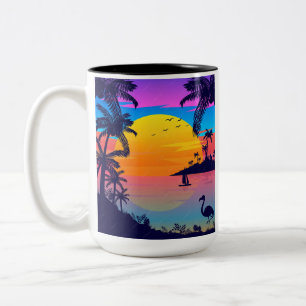 Tropical Sunset Paradise Two-Tone Coffee Mug