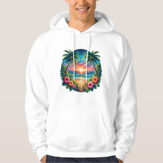 Tropical Sunset Paradise – Vibrant Beach Art Hoodi Hoodie