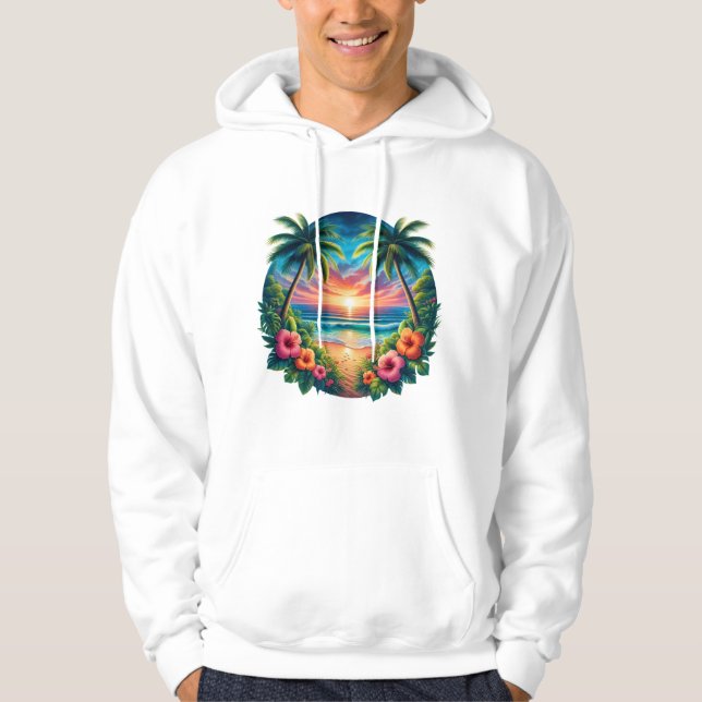 Tropical Sunset Paradise – Vibrant Beach Art Hoodi Hoodie (Front)