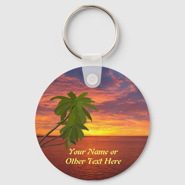 Tropical Sunset Personalised Keychain (Front)