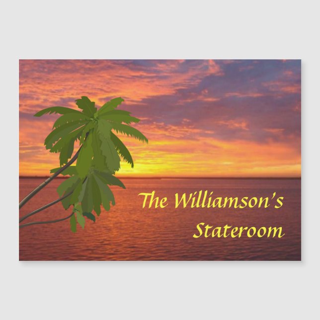 Tropical Sunset Personalised Stateroom Door Marker (Front)
