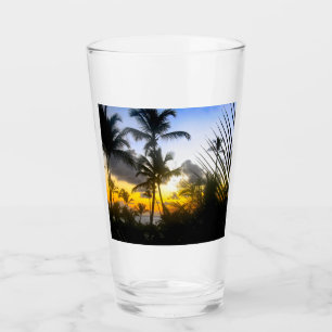 Tropical Sunset Print Glass