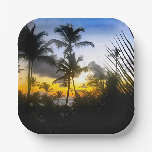 Tropical Sunset Print Paper Plate (Front)