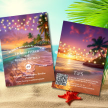 Tropical Sunset QR Code Beach Wedding