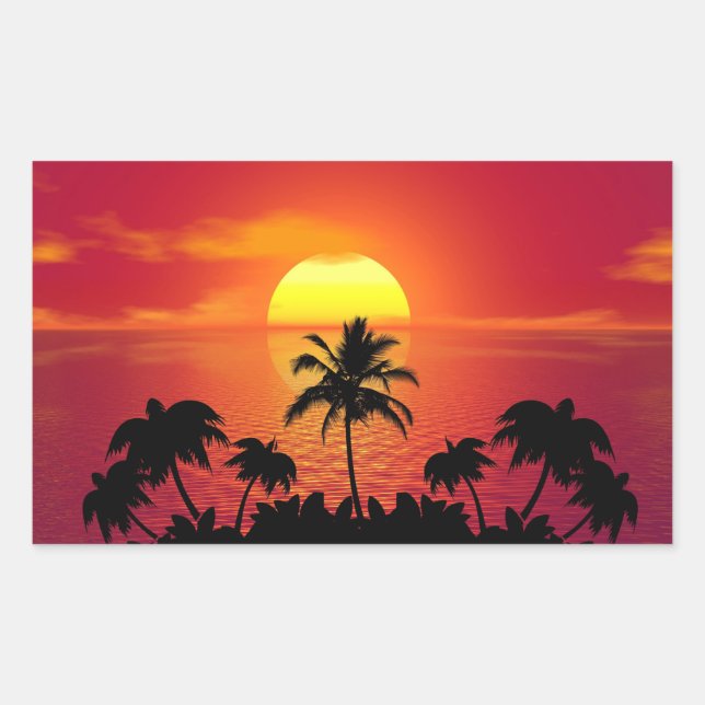 Tropical Sunset Rectangular Sticker (Front)
