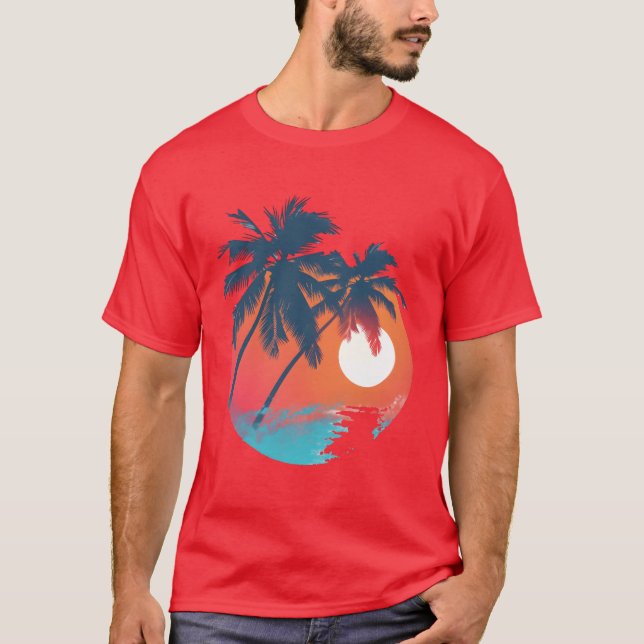 Tropical Sunset Retreat With Soaring Birds friends T-Shirt (Front)