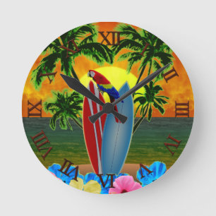 Tropical Sunset Round Clock