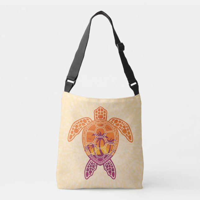 Tropical Sunset Sea Turtle Design Crossbody Bag (Front)
