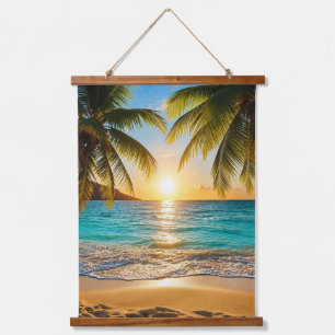 Tropical Sunset Serenity Hanging Tapestry