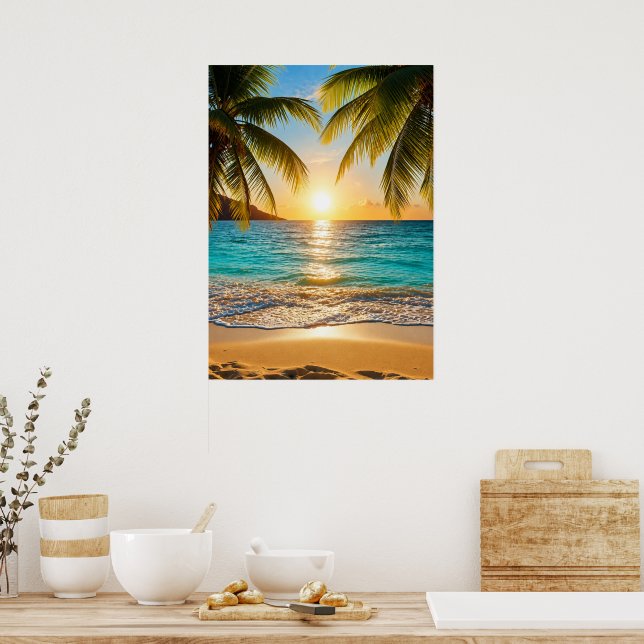 Tropical Sunset Serenity Poster (Kitchen)