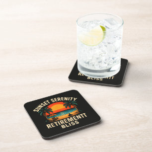 Tropical Sunset Serenity Retirement Beach Scene Coaster